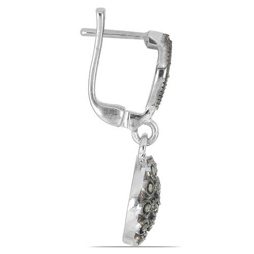NATURAL AUSTRIAN MARCASITE GEMSTONE UNIQUE  EARRINGS IN 925 SILVER 